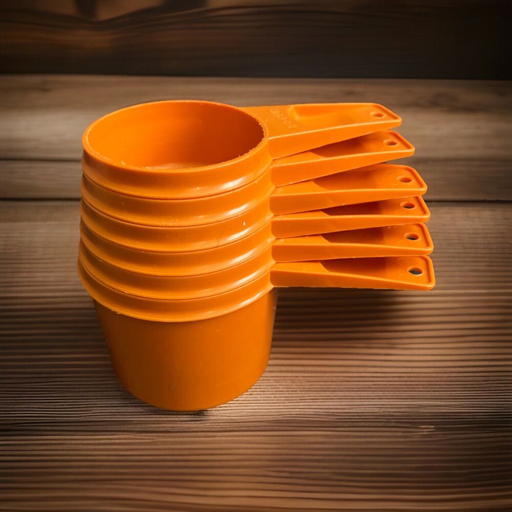 Vintage Tupperware Measuring Cups Harvest Orange Set of 6 USA